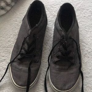 Gray and white Vans